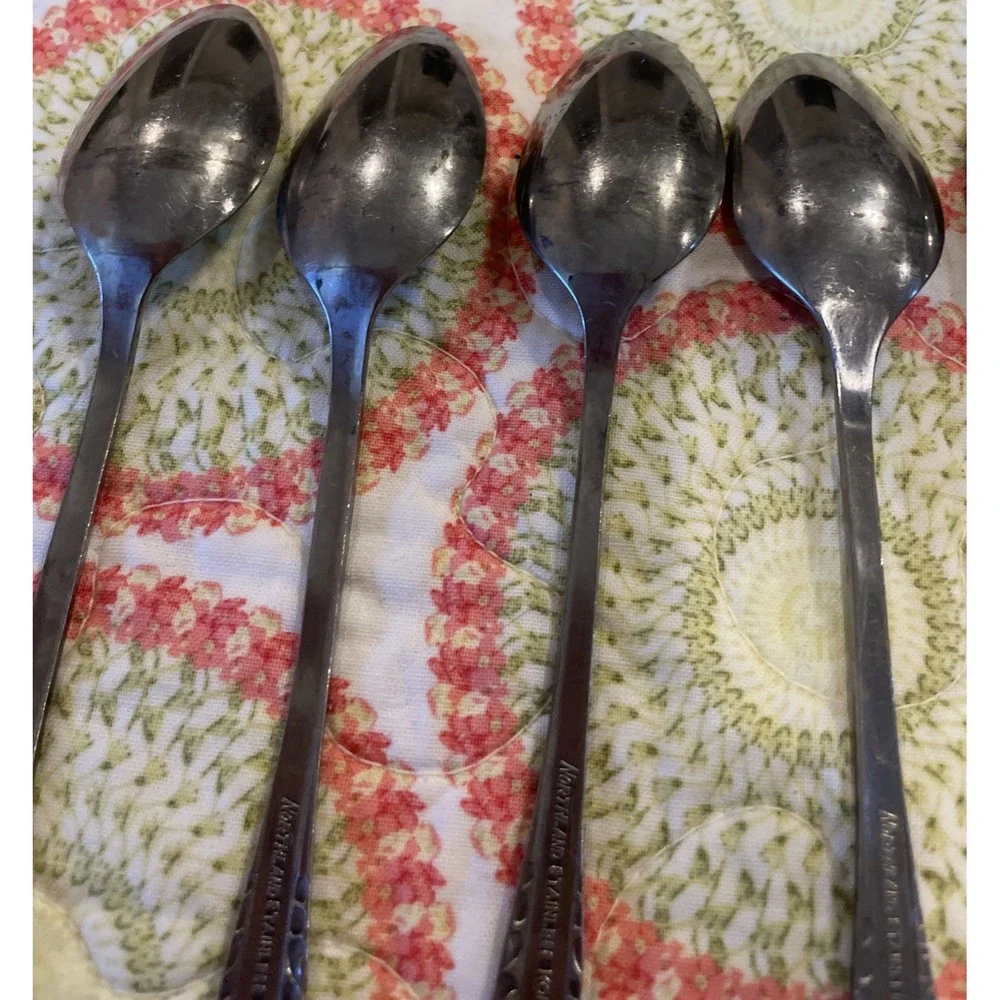Northland Oneida Love Story Stainless Flatware Ice Tea Spoons Spoon Lot Of 7 VTG